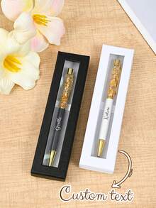 Customizable Metal Ball Pen, Personalized Teacher Pen, Customized Neutral Pen (With Gift Box) - Surprise Gift For Friends, Classmates, Family, Creative Gift, Customizable Writing Pen, Christmas Gift, Friends, Couples, Home, Office, Corporate Gift - 1 Pen + 1 Pencil Case - View 1