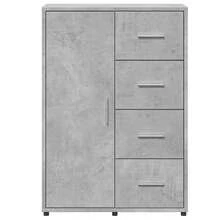 vidaXL Sideboard With Drawers, White, 60 X 31 X 84 Cm, Engineered Wood, Modern Rectangular Sideboard, Sturdy Storage Cabinet, Versatile Organizer, Stylish Living Room Cabinet - Concrete Dust - View 6