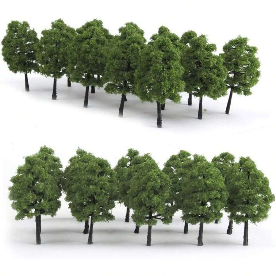 Model Trees, 5 Sizes 1cm-5cm Miniature Green Pine Trees, 2 Colors Scenery Landscape Model For HO/N Scale Train Layout, Diorama, War Gaming Terrain, DIY Craft, Dollhouse & Miniature Garden Decoration - Multicolor - View 1