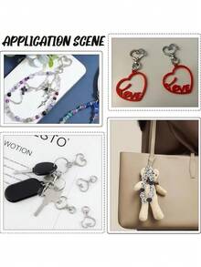 20/80pcs Heart Shaped Rotating Hooks With Key Rings - (Keychain + Key Ring) Keychain Making Accessories, Jewelry Making Accessories, DIY Handmade, Jewelry - Multicolor - View 7
