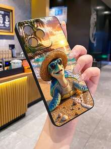 1pc Smiling Camera Anti-Drop Phone Case UV Printed Compatible With Samsung/Galaxy///// Android Models - Black - View 4