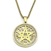 "Tetragrammaton Necklace For Women Men Stainless Steel Rhinestones Star Pentagram Talisman Chain Jewelry Gift " - Necklace - View 4