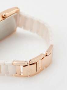Anne Klein 女款方形錶盤陶瓷錶帶手錶 AK Watches 女款手鍊式手錶，淡粉色 - 粉色 - 查看 6