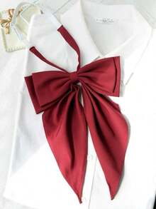 School Student Women's Solid Color Bow Uniform Collocation Fishtail Pink Big Bow JK Elegant - Multicolor - View 5