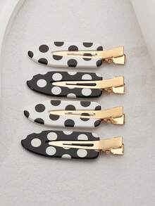 4pcs Vintage Polka Dot Women's Hair Clips, Cute Style Hair Accessories For Daily Commute, Date, Picnic Decoration And Styling - Multicolor - View 1
