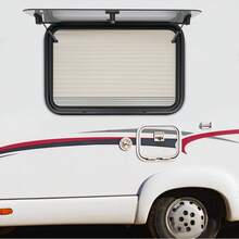 Finestra a spinta per camper con angoli arrotondati, dimensioni 700x450 mm, con zanzariera integrata e parasole plissettato, finestra di ricambio con montaggio a sandwich, bloccabile e orientabile in diverse angolazioni, per camper, roulotte e veicoli ricreazionali. - 700x450mm - Visualizzare 5