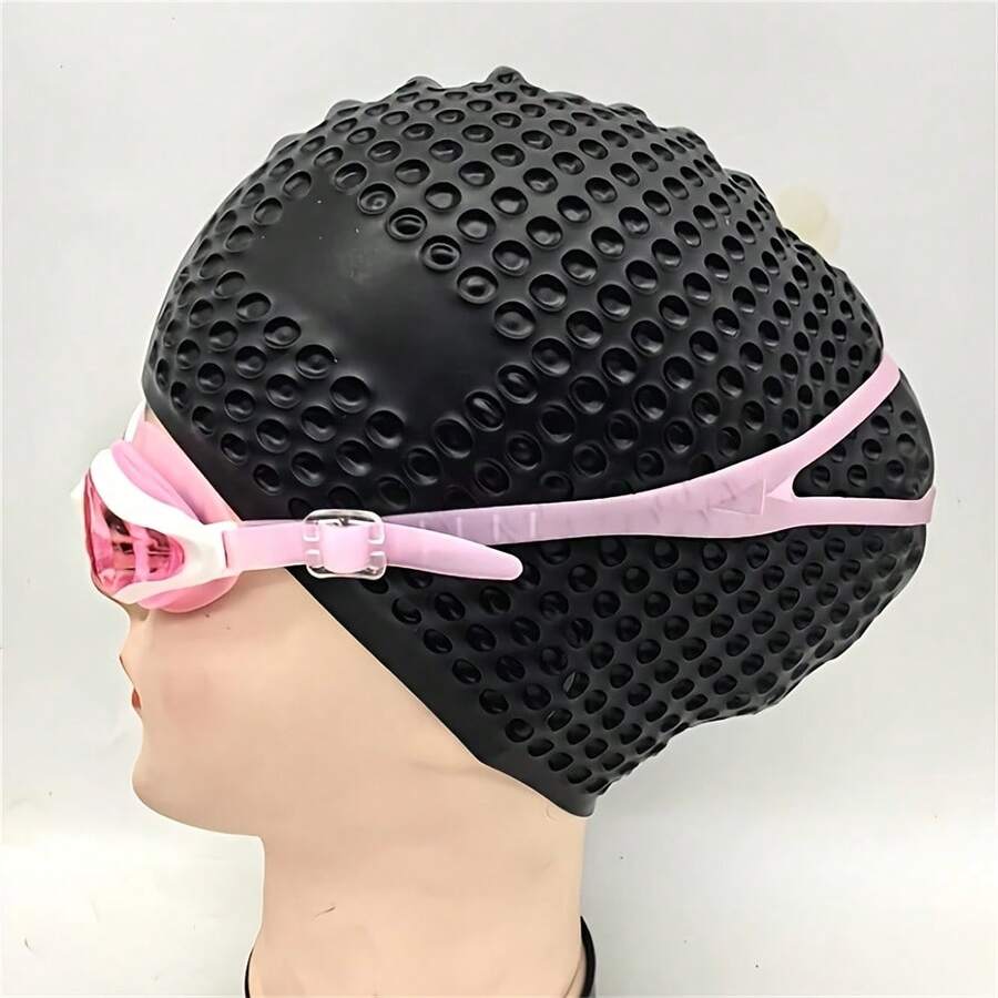 Silicone Swim Cap Minimalist Adult Unisex Silicone Swim Cap High Elasticity Perforated Bubble Swim Cap - Multicolor - View 1