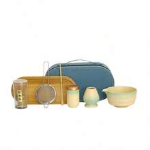 Juego de ceremonia de té japonés portátil para viajes, cuenco de cerámica gruesa para matcha, batidor de bambú de 100 púas, caja de regalo completa - Multicolor - Ver 6