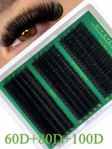 New 300Pcs 15 Rows 5D Fluffy Lash Clusters D Curl, Mixed 30D-100D Density, 10-16mm Mixed Length Natural Thick DIY Individual Lashes For Home Makeup - D - View 1
