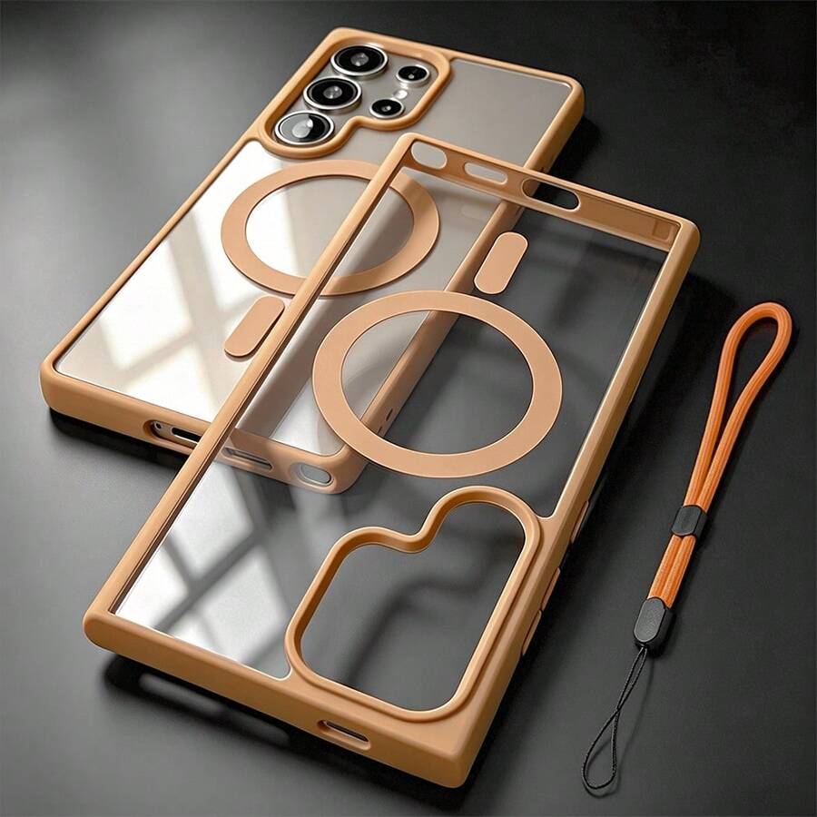 1 Fashionable Phone Case, Does Not Include Lanyard Or Stand: Luxurious Clear Protective Case With Magnetic Wireless Charging, Compatible With S26/S25/S24/S23/S22 Ultra/Plus/S26 Ultra/S25 Ultra, Clear Hard Back Cover With Soft Edge, 2 Piece Set (Includes 1 Phone Case + 1 Lanyard). - 金色 - 查看 1