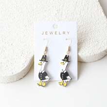 1 Pair Black Suit Little Duck Vintage Acrylic Dangle Earrings For Women, Clay Texture, Elegant & Cute, Suitable For Party, Celebration, Holiday Gift, Thanksgiving - Y1308 - View 1