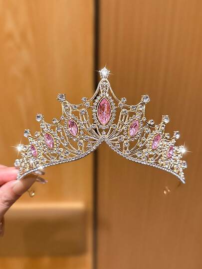 1件粉色甜美皇冠髮箍