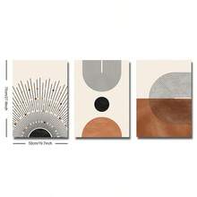 3pcs Bohemian Style Medieval Abstract Vintage Oil Painting, Sun Geometric Pattern Arch Minimalist Wall Sticker Canvas Print Modern Art Painting, Suitable For Living Room, Bedroom, Office Decoration, Unframed, Wall Art Gift, Birthday Graduation Season Applicable - Apricot - View 10