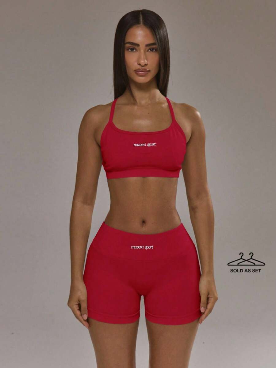 Sports Set: Sports Bra With A Racerback And Leggings With A Ruched Back. Autumn And Winter Activewear Set For Padel, Gym, Training. - Beige - View 1