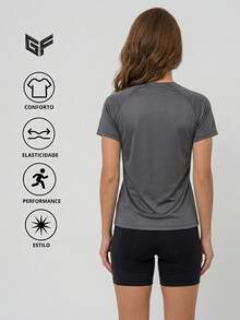 Women's Gym Set: DRY FIT T-Shirt + Sports Fitness Shorts - 灰色 - 查看 5