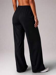 CZRLHYT Women's Drawstring Zipper Pocket Woven Pants, Multi-Functional Loose Pants For Outdoor Activities - Black - View 4