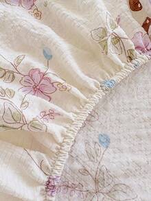 3 PiecesBedding Set With Cute Rabbit Pattern, Soft And Comfortable Bedding Including 1 Fitted Sheet And 2 Pillowcases, No Filling, Suitable For Dorm, Bedroom, Home Use, Multiple Size Options - Multicolor - View 5