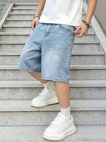 Teenager Retro Loose Denim Shorts - Light Wash - View 6