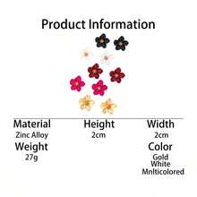5 Pairs Delicate Small Dopamine Color Vacation Style Flower Shaped Stud Earrings For Teens, Suitable For Daily Wear/Vacation Travel/Birthday Gift For Friends - Multicolor - View 5