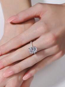 XUJIA 1pc 6 Carat Cushion Cut Engagement Ring For Women, 12x10mm Cushion Cut Luxury 5A Grade Cubic Zirconia CZ Ring, 925 Sterling Silver Halo Stunning Promise Wedding Band - D213 - View 4
