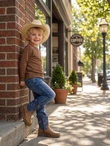 Toddler Girls' Color Block Western Cowboy Boots - Embroidered Horse Mid-Calf Boots With Side Zipper, Comfortable Casual Outdoor Shoes - Brown - View 4