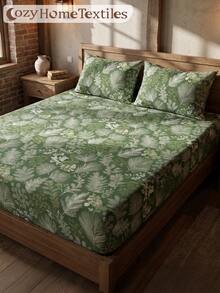 1pc Floral Print Fitted Sheet, Mattress Protector, Mattress Cover, Comfortable Breathable Wrinkle-Resistant, Machine Washable, Single/Double/Queen/King, Dorm Bedding, Suitable For All Seasons And Autumn, Pillow And Pillowcase Not Included, Room Decor, Back To School - Multicolor - View 1