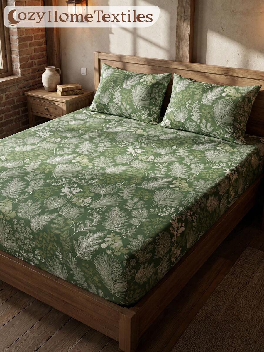 1pc Floral Print Fitted Sheet, Mattress Protector, Mattress Cover, Comfortable Breathable Wrinkle-Resistant, Machine Washable, Single/Double/Queen/King, Dorm Bedding, Suitable For All Seasons And Autumn, Pillow And Pillowcase Not Included, Room Decor, Back To School - Multicolor - View 1