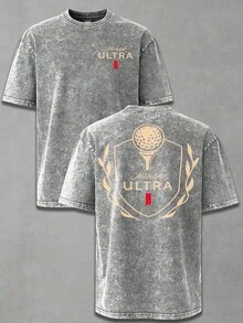 Camiseta Gráfica Oversize Vintage Desgastada de Algodón Michelob Ultra Golf Ball Wash para Hombre, Manga Corta, 100% Algodón, Corte Holgado, Estilo Retro Deportivo Urbano, Casual Vintage, Es - Gris - Ver 1