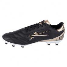 Fratello Shoe Store Eescord soccer tachones color negro con oro para hombre 3043, tenis para futbol soccer, calzado para césped sintético y natural, tenis deportivos de piel cómodos y ligeros - Negro - Ver 4
