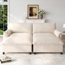 Modular Cloud Sectional Sofa, Beige 3 Seat With Storage Footstool - Beige 4 Seat - View 3