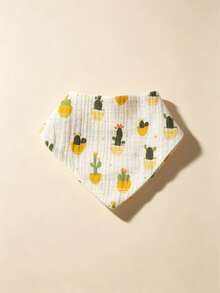 5pcs Newborn Bibs, Printed Pattern & Solid Color, Pure Cotton Plain Weave Soft Skin-Friendly, Suitable For Boys & Girls All Seasons - 彩色 - 查看 6