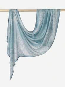 1PC Women's Blue Plaid Lace Digital Print Headscarf, Lightweight Sun Protection Fashion Versatile Headscarf For Summer, Suitable For Daily Wear - Multicolor - View 4