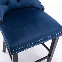 Set Of 2 Bar Stools With Velvet Upholstery / Medieval-Modern Style Bar Stools / Weight Capacity Up To 300 Lbs / High-Elasticity Foam / Suitable For Restaurants Or Kitchens - 藍色 - 查看 8