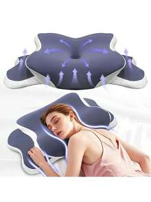 Adjustable Height Memory Foam Butterfly Neck Pillow, With C-Shape/Dual Height Adjustment Function, Shoulder And Neck Pillow, With Transparent Cover, Neck Support Sleep Pillow, Suitable For Side/Back/Stomach Sleeping, Comfortable Sleep, Travel And Home Use - One Size - View 1
