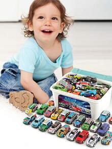 20/30/50PCS Toy Car Set With Storage Box - Pull-Back Metal Racing Cars, Educational And Fun Gift For School Activities, Children's Party Favors, Ideal For Boys & Girls Aged 3+ For Christmas, Thanksgiving, New Year & Birthday Presents - Multicolor - View 3