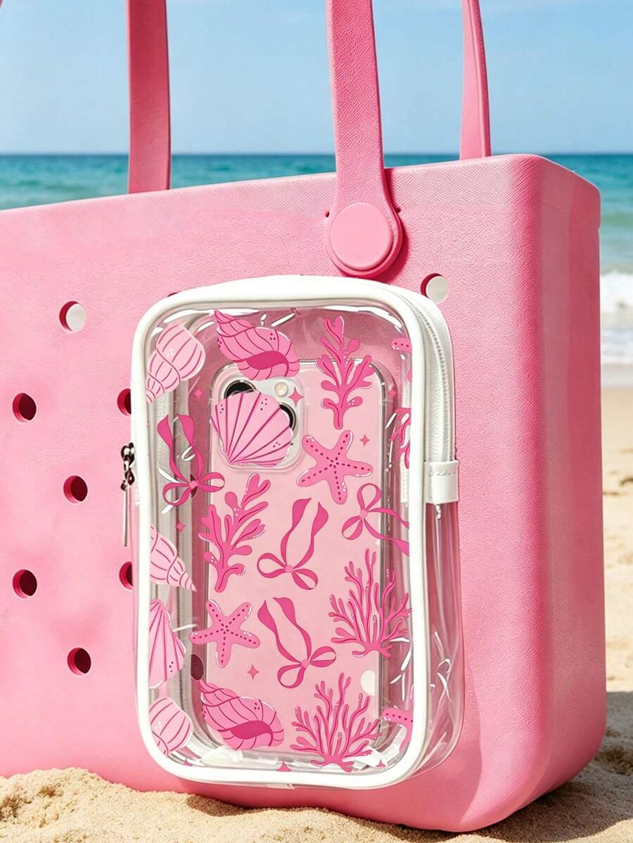 New Ocean Shell Pattern Bogg Beach Phone Bag (Includes Starfish & Shell Pattern) - Accessory, Phone Bag, Toiletry Bag; Essential For Travel And Outings, Can Be Used As Decorative Charm - Multicolor - View 1