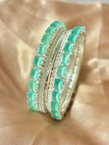 4pcs Fashion Cubic Zirconia & Rhinestone Inlaid Bracelets, Elegant Palace Style Women's Jewelry, Suitable For Daily Wear Or Wedding Accessories - 4-piece Set - View 5