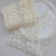 1 件刺繡雛菊蕾絲布料貼花,帶雙邊和鏤空網布,diy 服裝和裝飾配件材料 - 米色 - 查看 6