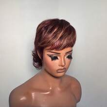 Women's Short Pixie Cut Wig, Human Hair Ponytail Short Hair, Daily Wear, Ready To Wear, Valentine's Day Gift, 150% Density, Layered Cut Swallowtail Wig - Multicolor - View 14