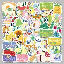 50 piezas de pegatinas originales dibujadas a mano para planificador de fechas, estilo pintura al óleo, para planificador, funda de teléfono, cuaderno - Multicolor - Ver 4