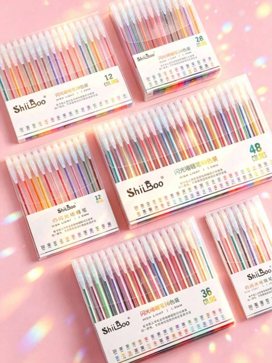 24/12 piezas Bolígrafos de purpurina metálica, bolígrafos de gel de purpurina de arena movediza, bolígrafos fluorescentes, adecuados para pintar, dibujar, hacer scrapbooking, bullet journaling, disponibles en paquetes de 1 pieza/24 piezas/36 piezas/60 piezas, regalo perfecto para cumpleaños, Navidad, Día de San Valentín, Año Nuevo, Pascua - A - Ver 1