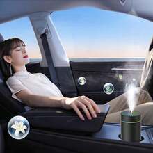 Humidificador para coche USB mini difusor de aire con luz LED de colores, rociador de niebla silencioso para portavasos del vehículo, humidificador de aromaterapia portátil para automóvil - A - Ver 2