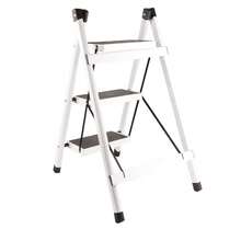3 Step Folding Ladder, Non Slip Waterproof Rustproof Household Step Stool For Kitchen Bathroom – White - A - View 8