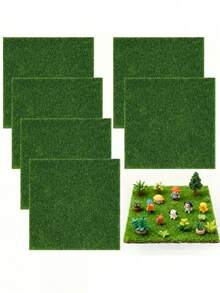 1/2/5pcs Mini Artificial Grass Lawn | Rectangular, Multi-Purpose Mini Garden Decor, Plastic Fairy Garden Carpet, Suitable For Dollhouse Decoration And Micro Landscape Arrangement, Bonsai Habitat And Outdoor Garden Decoration, Special Artificial Grass, Easy To Install, Can Be Used As Landscape Background - Multicolor - View 6