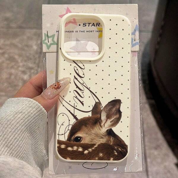 1pc TPU Material Polka Dot Angel Deer Pattern Phone Case Suitable For IPhone 17 Pro Max/17/16 Pro Max/15/13/12/11/ S20 FE/A15/S24/A55/ Note 11/Note 12/Note 13 Pro Full Coverage Anti-Drop Soft Shell Phone Protective Cover