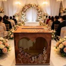Wooden Wedding Card Box With Window Envelope Mail Storage Box, Wedding Decor, Party And Event Supplies/Decorations/Seasonal Decor, Room Decor, Women's Decor, Christmas Decor - 1PC - View 5