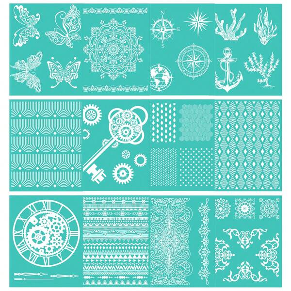 8x10 Inch Reusable Self-Adhesive Screen Printing Polymer Clay Vintage Floral Leaf Stencil, Suitable For Furniture, Clothing DIY Crafts, Home Holiday Decoration Patterns