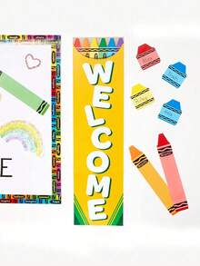 1pc "Back To School Welcome" Banner, Suitable As Welcome Sign, Background Decoration, Party Supplies And Photo Props For Kindergarten And Elementary School First Day Of School. This Colorful Vertical Classroom Welcome Banner Helps Create A Warm, Welcoming And Inclusive Classroom Atmosphere. - Multicolor - View 10