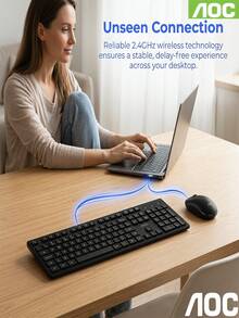 1 Set AOC KM300 Wireless Keyboard And Mouse Combo, Slim Design, Business/Home Office, Fashion Classic Set, Minimalist Keyboard And Mouse Set, Lightweight Portable Durable, Multi-Device Compatible - View 11