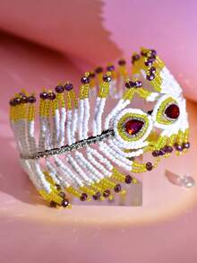 1pc Luxury Handmade Beaded Women's Hair Accessory Bridal Headband Hair Hoop Suitable For Wedding Party Photography Celebration - Multicolor - View 3